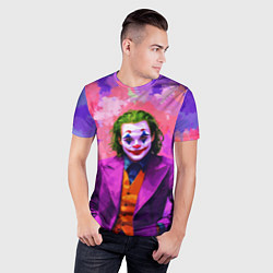 Футболка спортивная мужская Джокер и фиолетовые краски, цвет: 3D-принт — фото 2