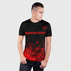 Футболка спортивная мужская Watch Dogs - red gradient посередине, цвет: 3D-принт — фото 2