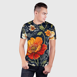 Футболка спортивная мужская Маки и пионы старинный паттерн, цвет: 3D-принт — фото 2