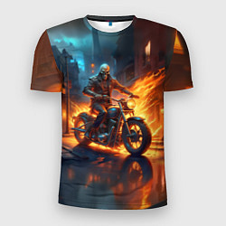 Футболка спортивная мужская Скелет байкер, цвет: 3D-принт