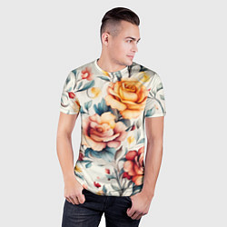 Футболка спортивная мужская Паттерн с переплетением цветов, цвет: 3D-принт — фото 2