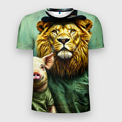 Мужская спорт-футболка Лев со свиньей
