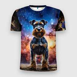 Футболка спортивная мужская Ризеншнауцер в космосе, цвет: 3D-принт