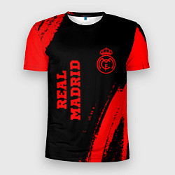 Мужская спорт-футболка Real Madrid - red gradient вертикально