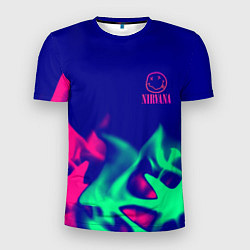 Футболка спортивная мужская Nirvana fire neon, цвет: 3D-принт