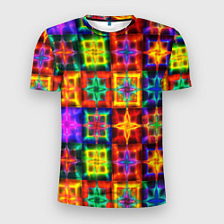 Футболка спортивная мужская Неоновое стекло абстракция, цвет: 3D-принт