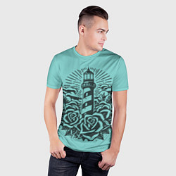 Футболка спортивная мужская Маяк и розы, цвет: 3D-принт — фото 2