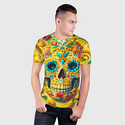 Футболка спортивная мужская Красочный летний паттерн с черепом - нейроарт, цвет: 3D-принт — фото 2