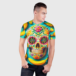 Футболка спортивная мужская Череп и бананы - летняя композиция, цвет: 3D-принт — фото 2