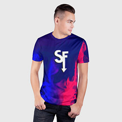 Футболка спортивная мужская Sally face neon flame, цвет: 3D-принт — фото 2