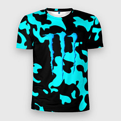 Футболка спортивная мужская Monster energy камуфляж голубой, цвет: 3D-принт