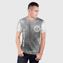 Футболка спортивная мужская Mercedes - grey gradient вертикально, цвет: 3D-принт — фото 2