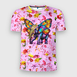 Футболка спортивная мужская Слон с крыльями бабочки, цвет: 3D-принт