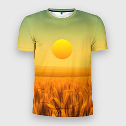 Футболка спортивная мужская Закат над пшеничным полем, цвет: 3D-принт