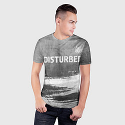 Футболка спортивная мужская Disturbed - grey gradient посередине, цвет: 3D-принт — фото 2