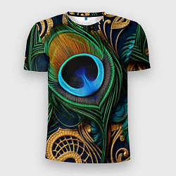 Мужская спорт-футболка Узоры и перья павлина