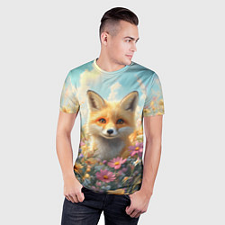 Футболка спортивная мужская Лиса в цветочном поле, цвет: 3D-принт — фото 2