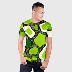 Футболка спортивная мужская Зеленая абстракция с кругами, цвет: 3D-принт — фото 2
