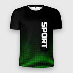 Футболка спортивная мужская Sport чёрно-зелёный текстурный, цвет: 3D-принт