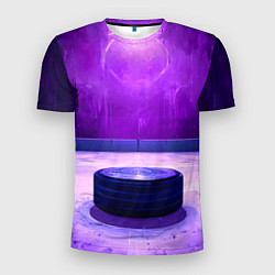 Футболка спортивная мужская Шайба в фиолетовом, цвет: 3D-принт