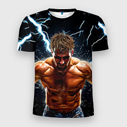 Футболка спортивная мужская Рестлер в молниях, цвет: 3D-принт