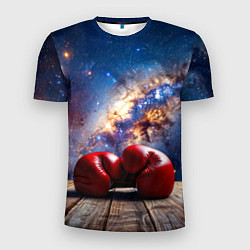 Футболка спортивная мужская Боксерские перчатки в космосе, цвет: 3D-принт