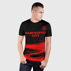 Футболка спортивная мужская Manchester City - red gradient посередине, цвет: 3D-принт — фото 2