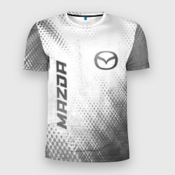 Мужская спорт-футболка Mazda - white gradient вертикально