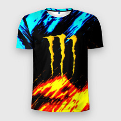 Футболка спортивная мужская Monster energy текстура огненная, цвет: 3D-принт