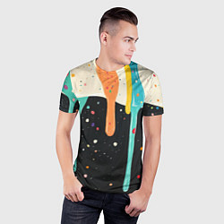 Футболка спортивная мужская Разноцветные капли текстура, цвет: 3D-принт — фото 2