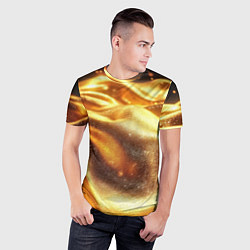 Футболка спортивная мужская Золотая текстура волнистая, цвет: 3D-принт — фото 2