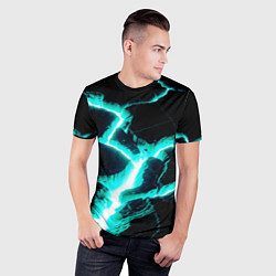 Футболка спортивная мужская Color light blue black, цвет: 3D-принт — фото 2