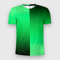 Мужская спорт-футболка Чёрно-зелёный градиент пополам