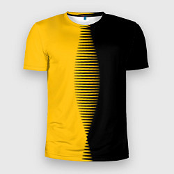 Мужская спорт-футболка Чёрно-жёлтый пополам с переходом