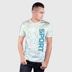 Футболка спортивная мужская Sport бело-голубой, цвет: 3D-принт — фото 2