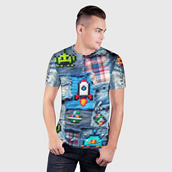 Футболка спортивная мужская Пиксельная ракета, цвет: 3D-принт — фото 2