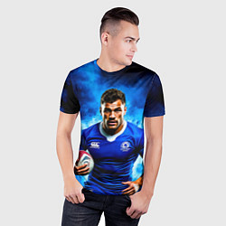 Футболка спортивная мужская Регбист в синем дыму, цвет: 3D-принт — фото 2