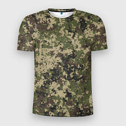 Футболка спортивная мужская Камуфляж защитный пиксельный, цвет: 3D-принт