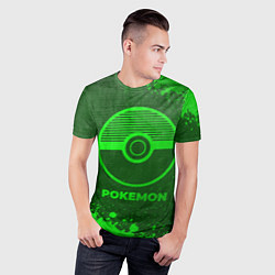 Футболка спортивная мужская Pokemon - green gradient, цвет: 3D-принт — фото 2