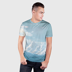Футболка спортивная мужская Снежный горный хребет светло-голубой, цвет: 3D-принт — фото 2