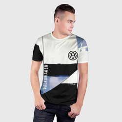 Футболка спортивная мужская Volkswagen логотип, цвет: 3D-принт — фото 2