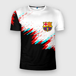 Футболка спортивная мужская Barcelona глитч краски, цвет: 3D-принт