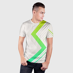 Футболка спортивная мужская Color white line green, цвет: 3D-принт — фото 2