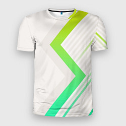 Футболка спортивная мужская Color white line green, цвет: 3D-принт