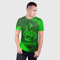 Футболка спортивная мужская Scorpions - green gradient, цвет: 3D-принт — фото 2