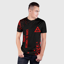Футболка спортивная мужская Thirty Seconds to Mars - red gradient вертикально, цвет: 3D-принт — фото 2