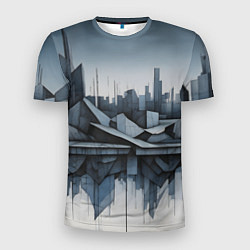 Футболка спортивная мужская Небоскребы и скалы, цвет: 3D-принт