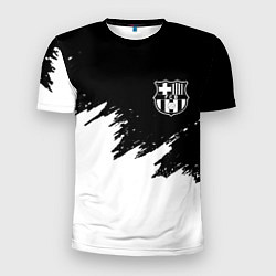 Мужская спорт-футболка Barcelona черно белые краски