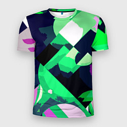 Футболка спортивная мужская Сине-зелёный геометричная абстракция, цвет: 3D-принт