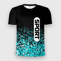 Мужская спорт-футболка Sport чёрно-голубой пятнистый